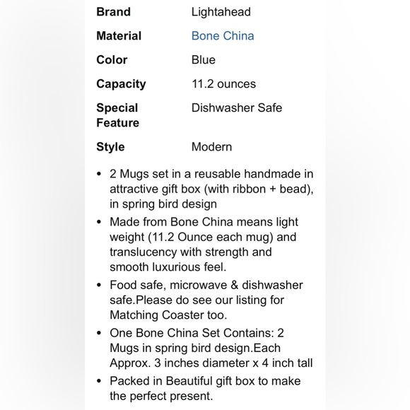 Lightahead Elegant Bone China Two Coffee Mugs Set in Decorative Box - Picture 11 of 12